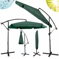 PARASOL OGRODOWY DUŻY SKŁADANY Z WYSIĘGNIKIEM 350cm + POKROWIEC - ZIELONY