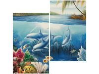 60X60CM SYMPATYCZNE DELFINY DWU OBRAZ ŚCIAN