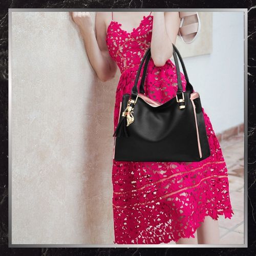 Torebka Damska Skórzana BAD&BAGS Na Ramię Torba Shopperka Czarna Pojemna na Arena.pl