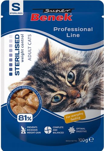 Super Benek Sterilised Saszetki dla kota 24x100g Mokra karma dla kota na Arena.pl