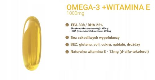 OMEGA 3 Forte 1000mg + WIT. E Olej Rybi 330 EPA 220 DHA KWASY Fish 90 kap na Arena.pl