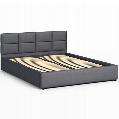 Łóżko tapicerowane 160×200 z pojemnikiem i zagłówkiem Mika szare na Arena.pl