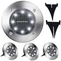 Lampki solarne gruntowe lampa ogrodowa 8 led 4 szt