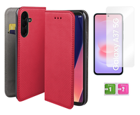 Etui z klapką do SAMSUNG GALAXY A37 5G pokrowiec czerwony + szkło na ekran