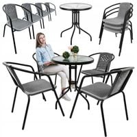 ZESTAW MEBLI OGRODOWYCH TARAS NA BALKON STÓŁ FI60+ 4x KRZESŁA LORETTO SZARY