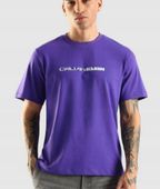 Calvin Klein Męska Fioletowa Koszulka z nadrukiem i luźnym krojem z bawełny