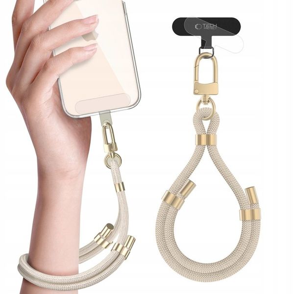 TECH-PROTECT C4S ROPE WRIST STRAP BEIGE/GOLD zdjęcie 5