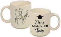 KUBEK Z NADRUKIEM PREZENT PANI MAGISTER IMIĘ ORYGINALNY UPOMINEK BEŻOWY