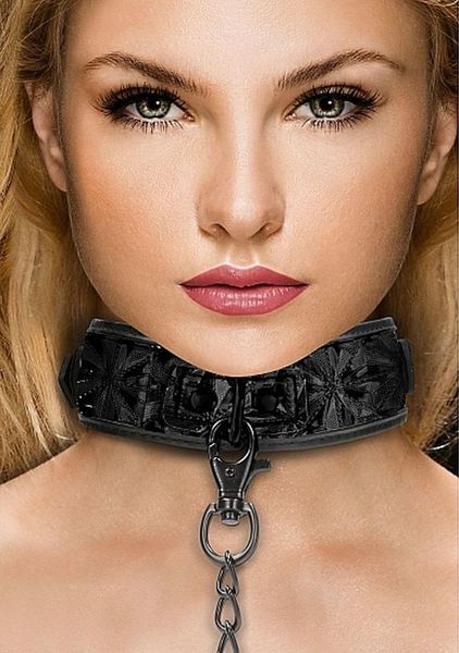 Luxury Collar With Leash - Black zdjęcie 1
