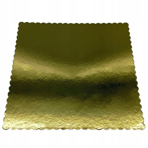 5 SZT PODKŁADY POD TORT CIASTO 35 CM KWADRATOWY ZŁOTY POŁYSK GRUBY SZTYWNY na Arena.pl