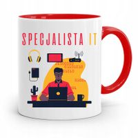 Kubek Czerwony Informatyka Programisty Specjalista Z Nadrukiem Ze Zdjęciem