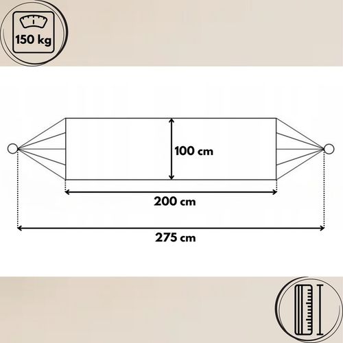 HAMAK OGRODOWY TURYSTYCZNY BOHO MOCNY 100x200cm 150kg TORBA BEŻ na Arena.pl