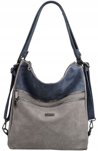 COVERI TOREBKA damska WOREK PLECAK A4 kieszonki 2 W 1 niebieski SZARY na Arena.pl