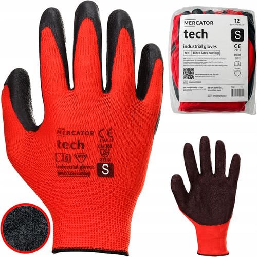 rękawice robocze mercator tech red+black latex - s - 12 par na Arena.pl