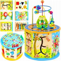 DREWNIANA KOSTKA SORTER LABIRYNT SKRZYNKA ZEGAR ZABAWKA EDUKACYJNA PREZENT