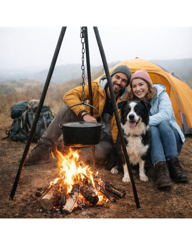 PALENISKO TRÓJNÓG GRILL OGRODOWY OGNISKOWY WISZĄCY DUŻY RUSZT CHROMOWANY 50 na Arena.pl