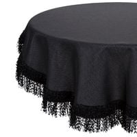 Ekskluzywny obrus z taśmą z frędzelkami gładki JASPER okrągły 150 cm czarny