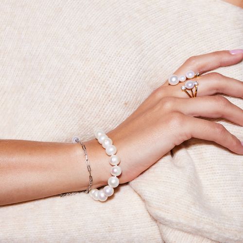 bransoletka srebrna z perłami 8mm - bsn3453 na Arena.pl