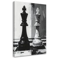 Nowoczesny Obraz do biura salonu, Szachy 3D Król Czarno Biała