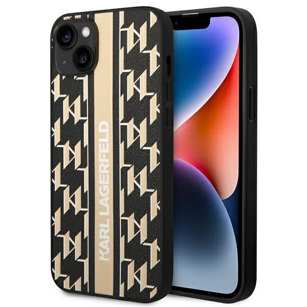 Etui Karl Lagerfeld Monogram Stripe na iPhone 14 Plus - brązowe zdjęcie 1