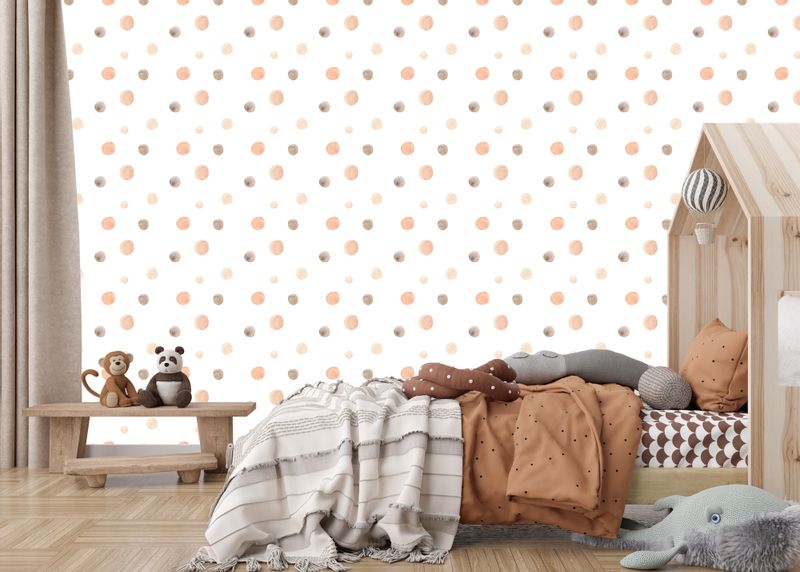 Tapeta Ścienna Dla Dzieci Akwarelowe GROSZKI Kropki Styl Boho zdjęcie 7