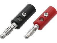 Wtyk banan PLASTIK skręcany ze śrubą czerwony+czarny