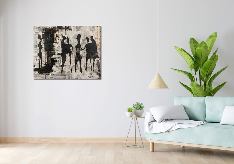 Obraz 90x70cm Szarzy Ludzie zdjęcie 2
