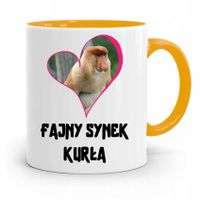 Kubek Żółty Prezent Dla Syna Fajny Synek Kurła Z Nadrukiem Ze Zdjęciem