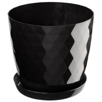 DONICZKA DONICA NA KWIATY OSŁONKA PLASTIKOWA Z PODSTAWKĄ 30cm CZARNA