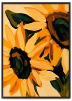 Plakat kwiaty żółte słoneczniki czarna ramka 50x70 cm w czarnej ramie
