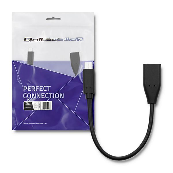 Qoltec Kabel USB 3.1 typ C męski | USB 3.0 A żeński | 0.2m zdjęcie 2