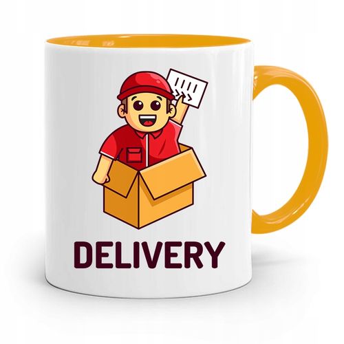 Kubek Żółty Dla Kuriera Express Delivery Man Z Nadrukiem Ze Zdjęciem na Arena.pl