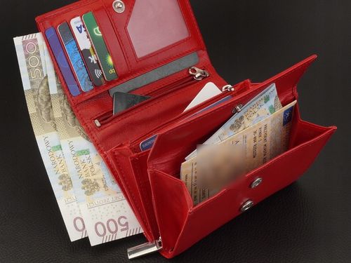 KOCHMANSKI portfel damski skórzany mały czerwony karty dokumenty pojemny na Arena.pl