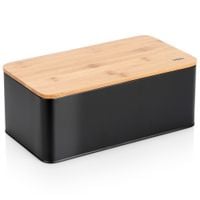 Pojemnik Chlebak na Pieczywo Chleb Bułki z Deską Bambusową Kuchenny Czarny