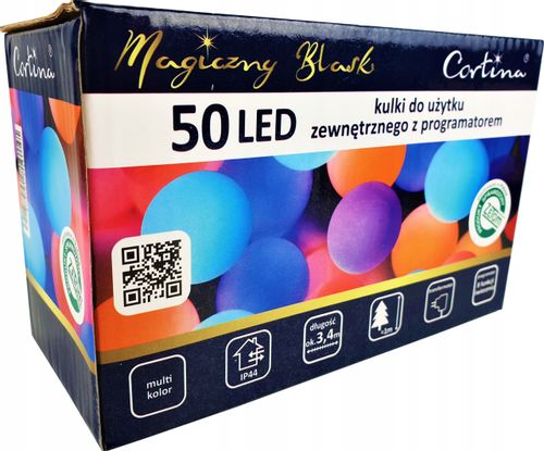 LAMPKI CHOINKOWE KULKI 50 LED 8 FUNKCJI WEW/ZEW na Arena.pl