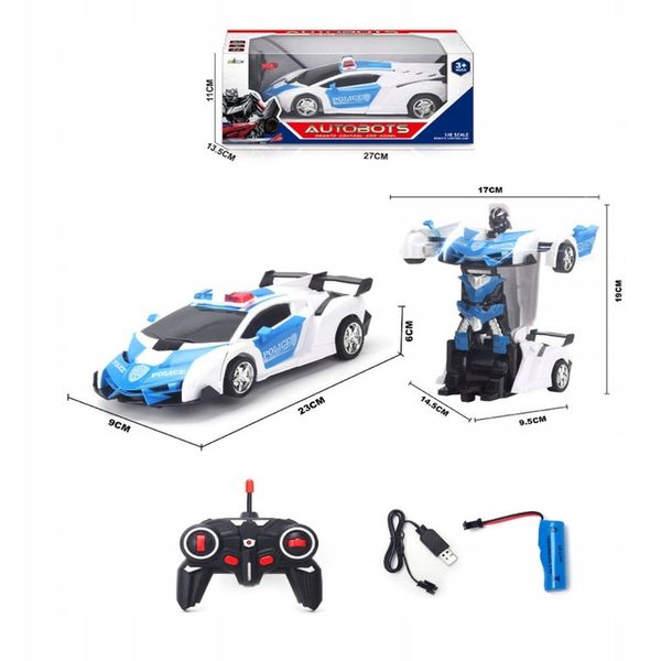 2w1 SAMOCHÓD STEROWANY RADIOWÓZ ROBOT POLICJA AUTOBOT PILOT TRANSFORMACJA zdjęcie 13
