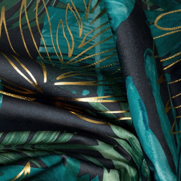 Zasłona gotowa na taśmie DAVOS 140x270 czarno zielona liście monstery zdjęcie 11