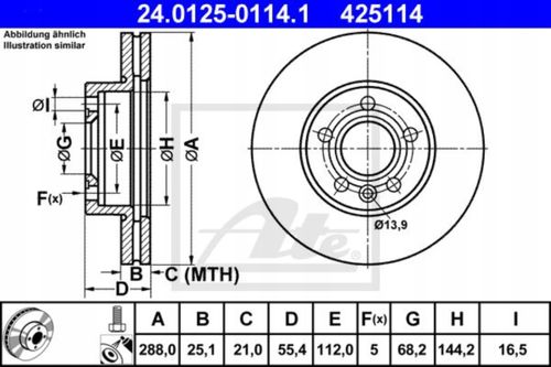 TARCZA HAM PRZOD 288X25 V ATE na Arena.pl