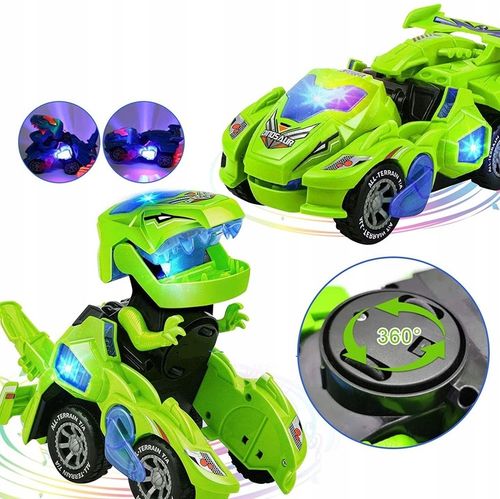 AUTO ROBOT DINOZAUR ZMIENIA JEŹDZI GRA ŚWIECI LED na Arena.pl