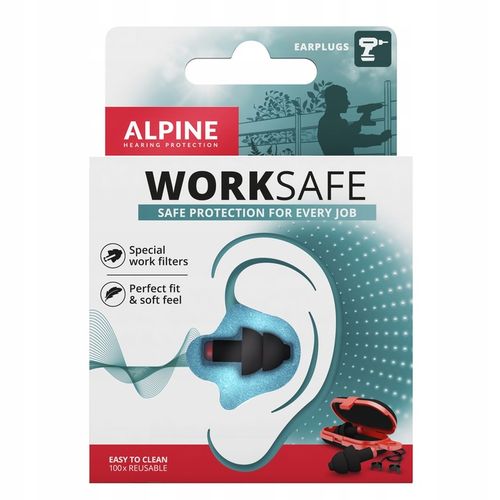 Zatyczki do uszu do pracy, hałas, tłumienie 23 dB, Alpine WorkSafe, czarne na Arena.pl