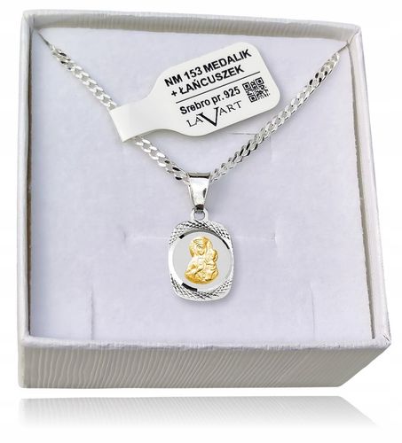 ŁAŃCUSZEK SREBRNY MEDALIK KOMUNIJNY MATKA BOSKA DO KOMUNII NA CHRZEST na Arena.pl