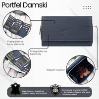 portfel damski duży granatowy ze skóry naturalnej