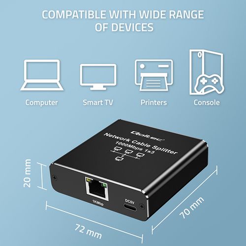 Qoltec Ethernet Splitter 1x3 RJ45 1000Mb/s USB-C na Arena.pl