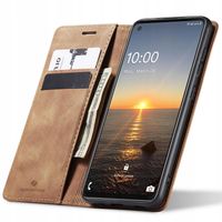 ETUI Z KLAPKĄ DO GALAXY A21S SKÓRZANE PORTFEL POKROWIEC ZAMYKANE + SZKŁO