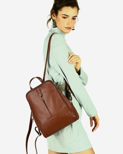 Plecak skórzany włoski MAZZINI - Capri camel na Arena.pl