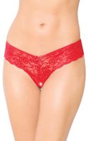 koronkowe stringi z pęknięciem softline 2440 czerwone m/l