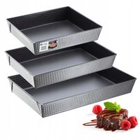 BLACHA FORMA DO PIECZENIA CIASTA BLASZKA PROSTOKĄTNA XXL ZESTAW BLACH 3szt