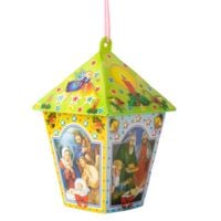 LAMPION ADWENTOWY DLA DZIECI ŚWIECĄCY LED NA RORATY + Baterie Kolor zielony