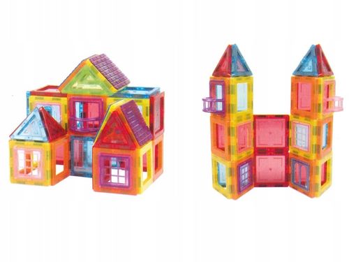 Klocki MAGNETYCZNE duży zestaw mocne magnesy PANELE MŁYN 130 elementów na Arena.pl