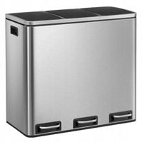 Kosz na śmieci segregacja srebrny 54L pedałowy potrójny wkłady odpady